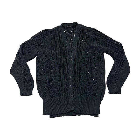 Olivaceous Cotton Cardigan with Open weave, Black, Size L - Picture 4 of 16